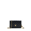CHANEL PEARL CRUSH WALLET ON CHAIN LAMBSKIN BLACK GHW (MICROCHIP)