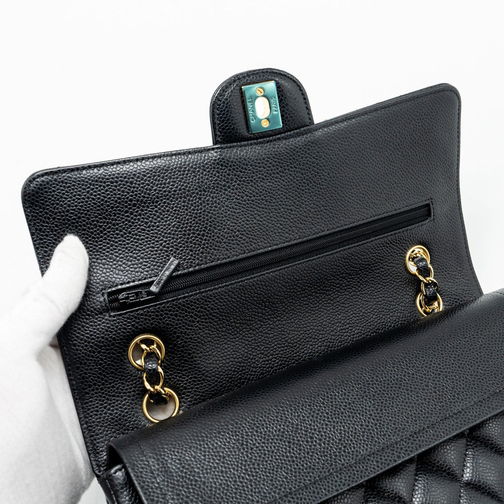 CHANEL MEDIUM CLASSIC DOUBLE FLAP BAG CAVIAR BLACK GHW