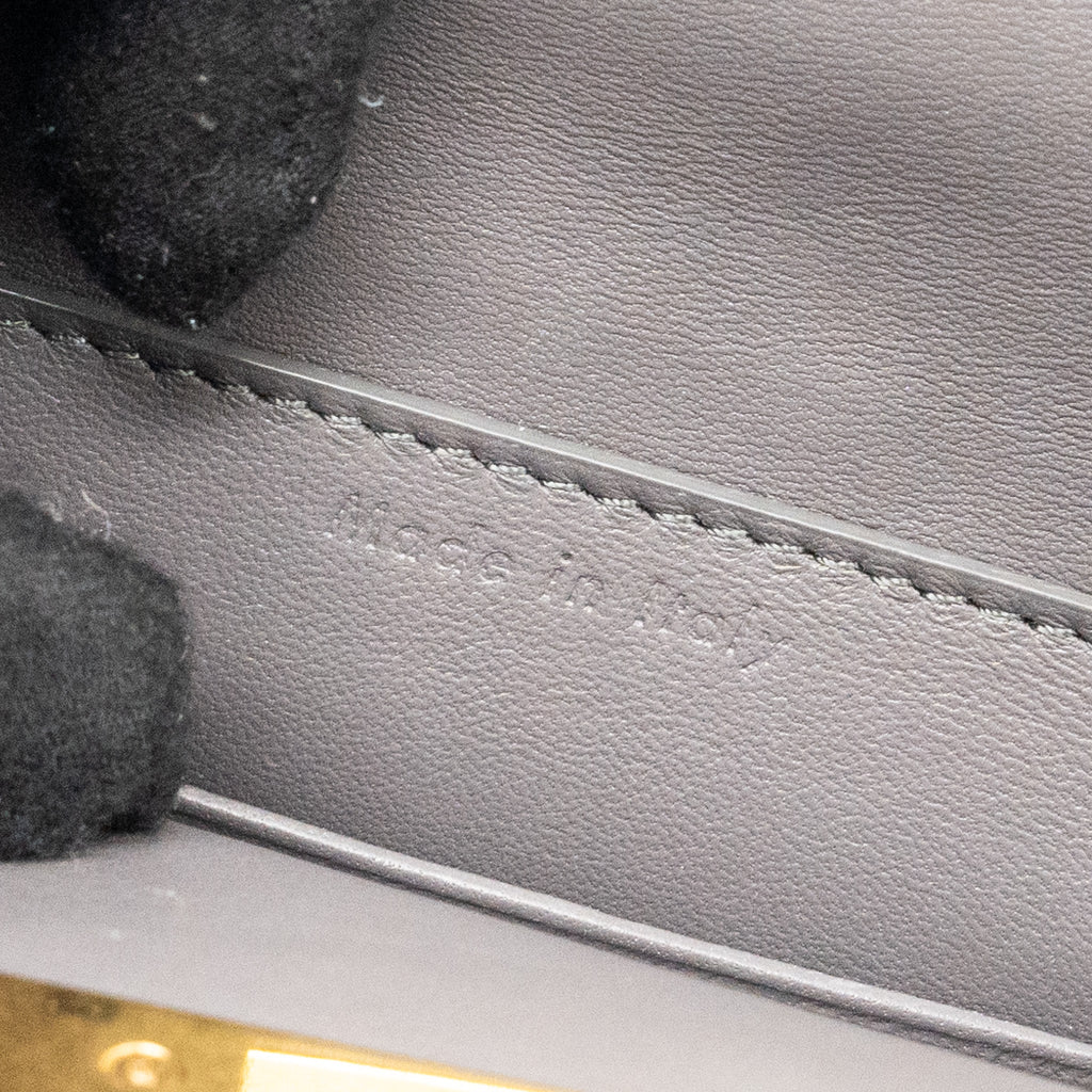 CELINE MINI CLASP SHOULDER BAG LIGHT GREY LEATHER GHW