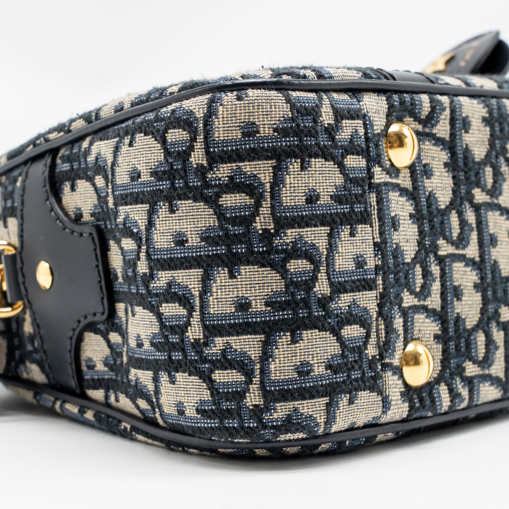 DIOR MEDIUM BOWLING BAG DIOR OBLIQUE CANVAS BLUE GHW