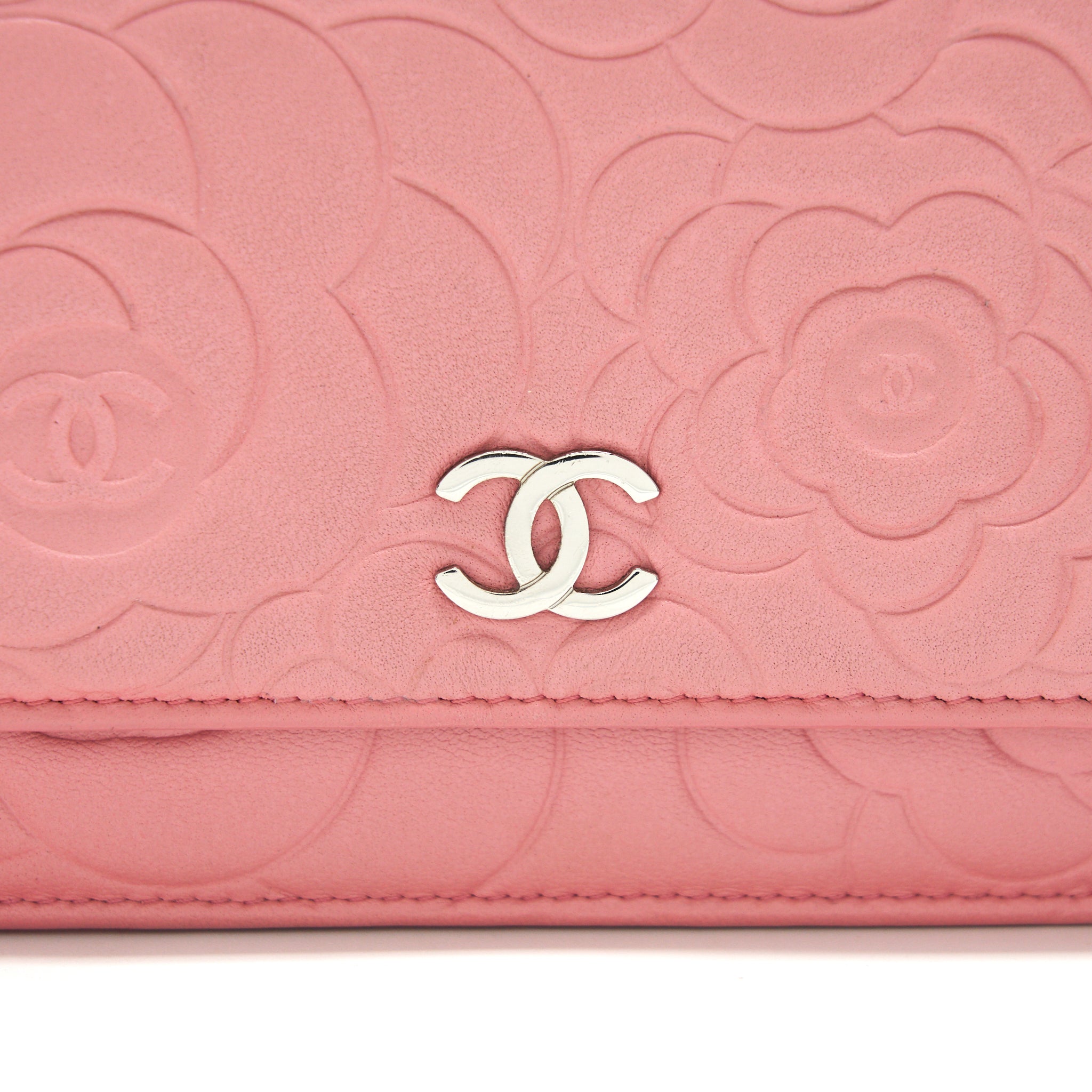 CHANEL CAMELIA WALLET ON CHAIN PINK SHW