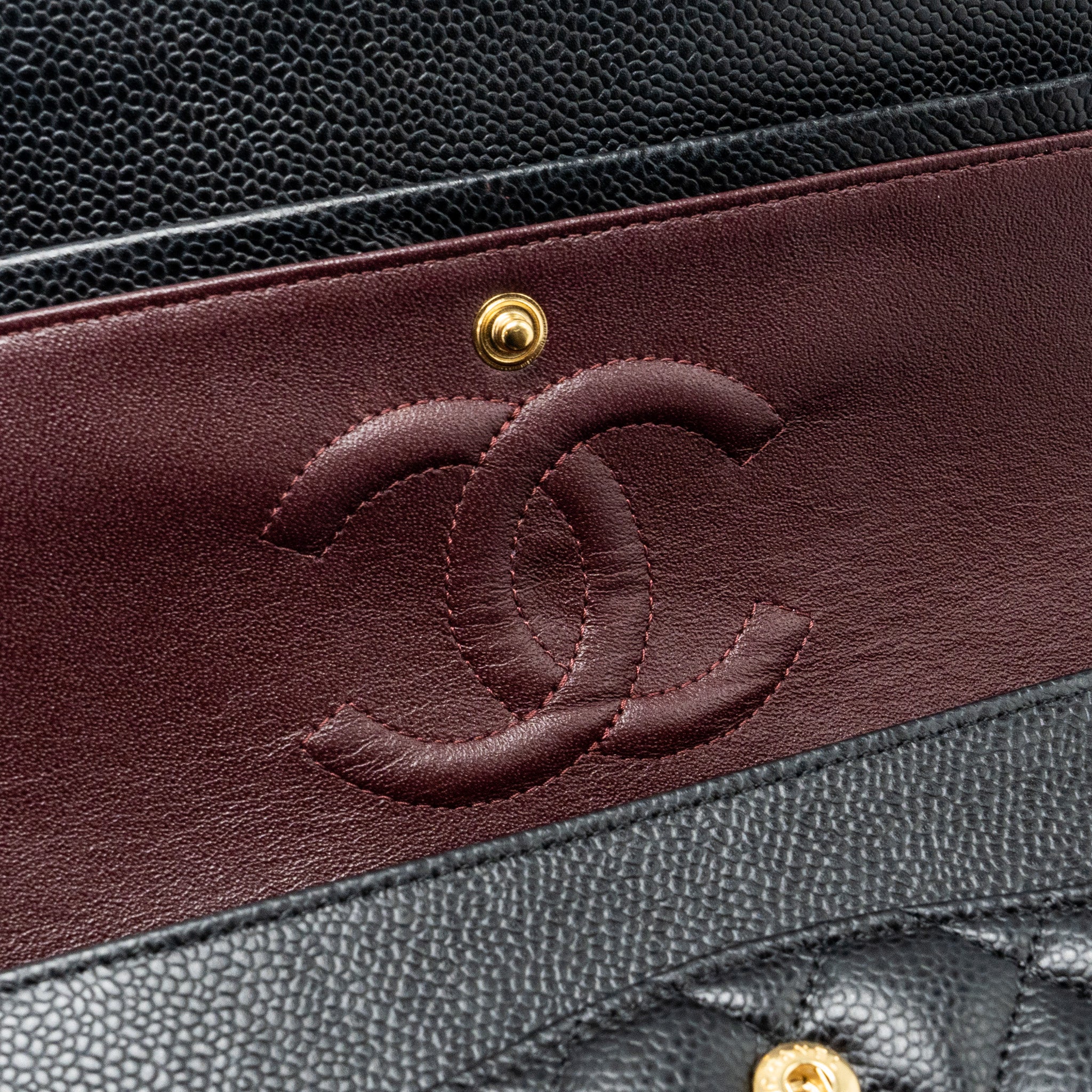 CHANEL MEDIUM CLASSIC DOUBLE FLAP BAG CAVIAR BLACK GHW