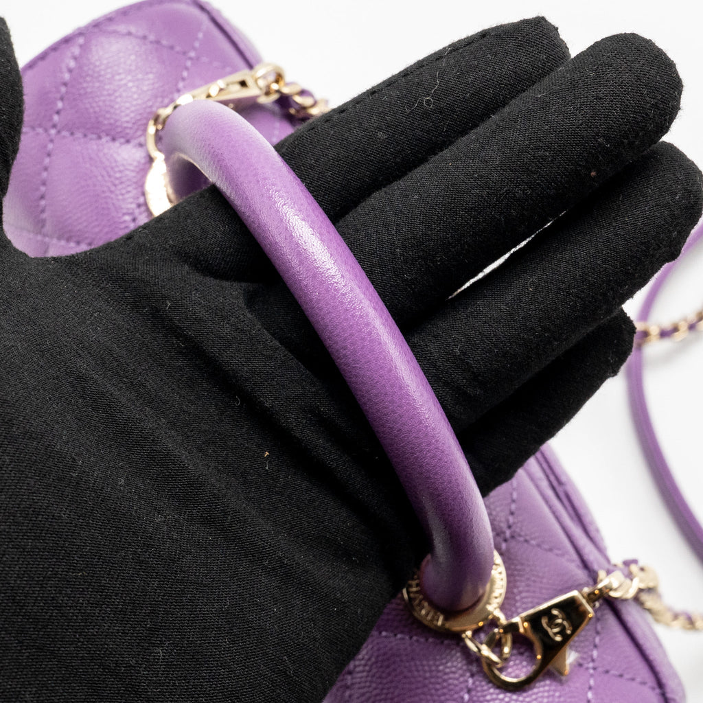 CHANEL SMALL COCO HANDLE CAVIAR PURPLE LGHW (MICROCHIP)