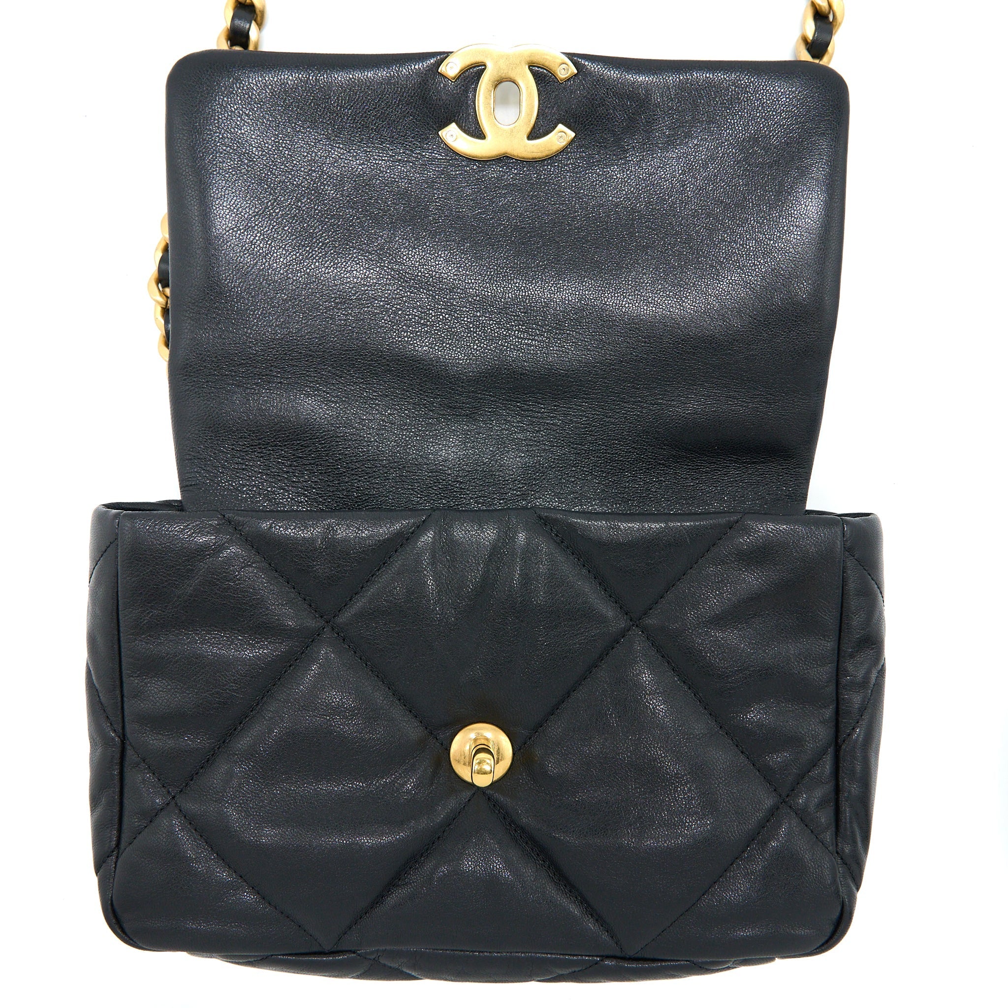 CHANEL SMALL 19 BAG GOATSKIN BLACK GHW
