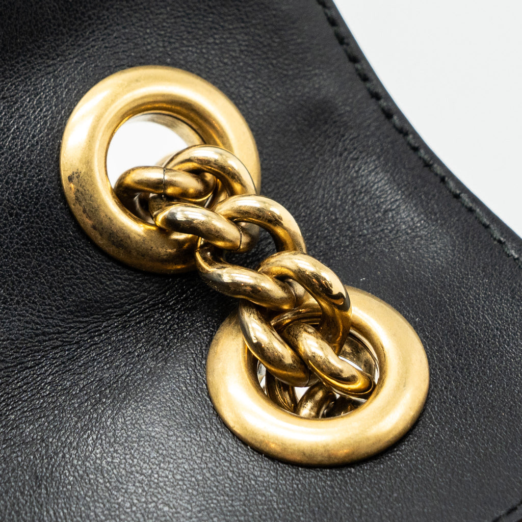 GUCCI MINI GG MARMONT BAG CALFSKIN BLACK BRUSHED GHW