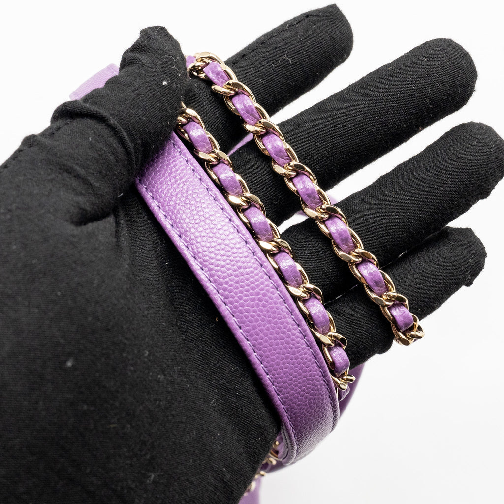 CHANEL SMALL COCO HANDLE CAVIAR PURPLE LGHW (MICROCHIP)