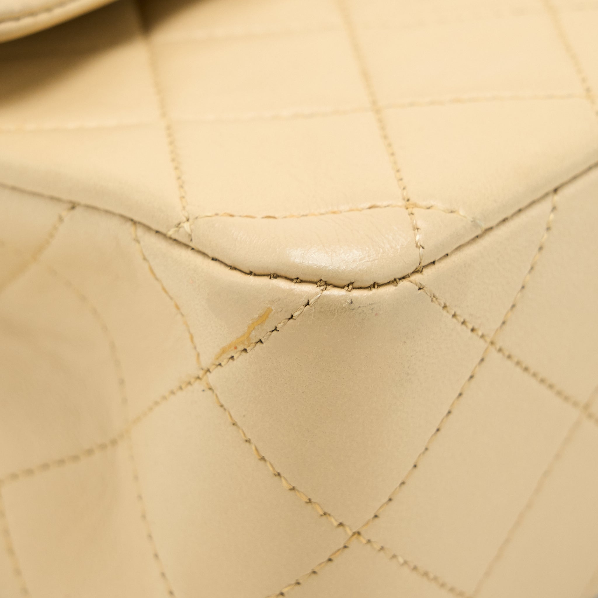 CHANEL VINTAGE SMALL CLASSIC DOUBLE FLAP BAG LAMBSKIN BEIGE GHW