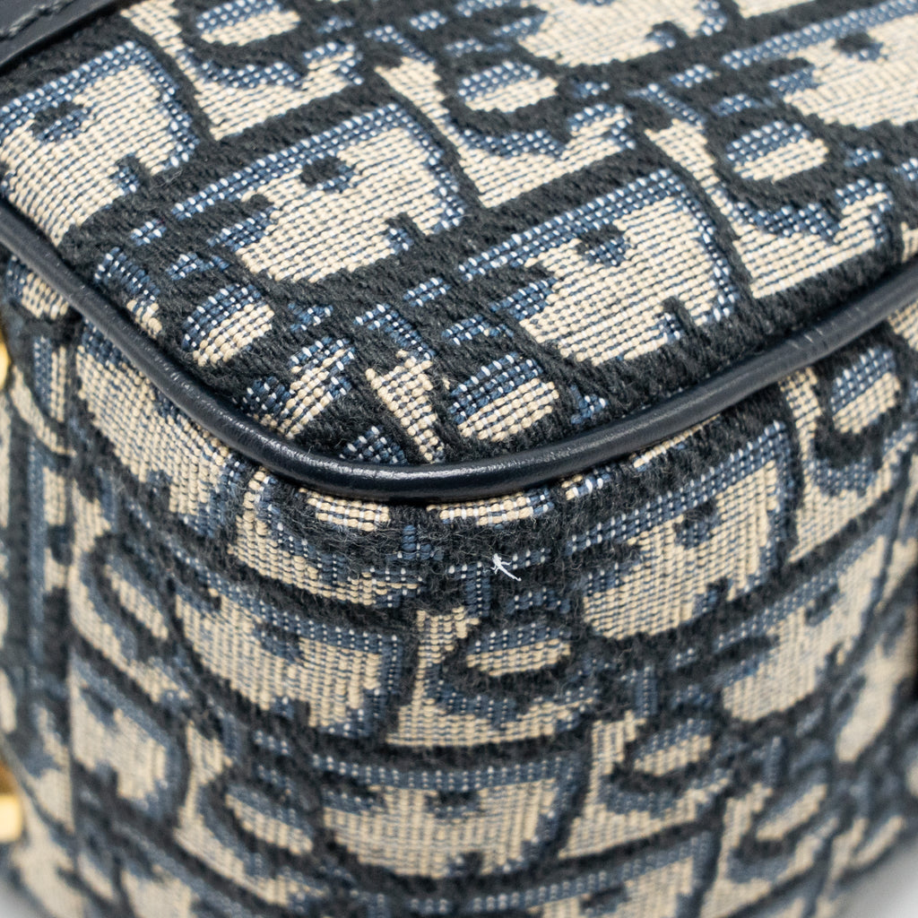 DIOR MEDIUM BOWLING BAG DIOR OBLIQUE CANVAS BLUE GHW