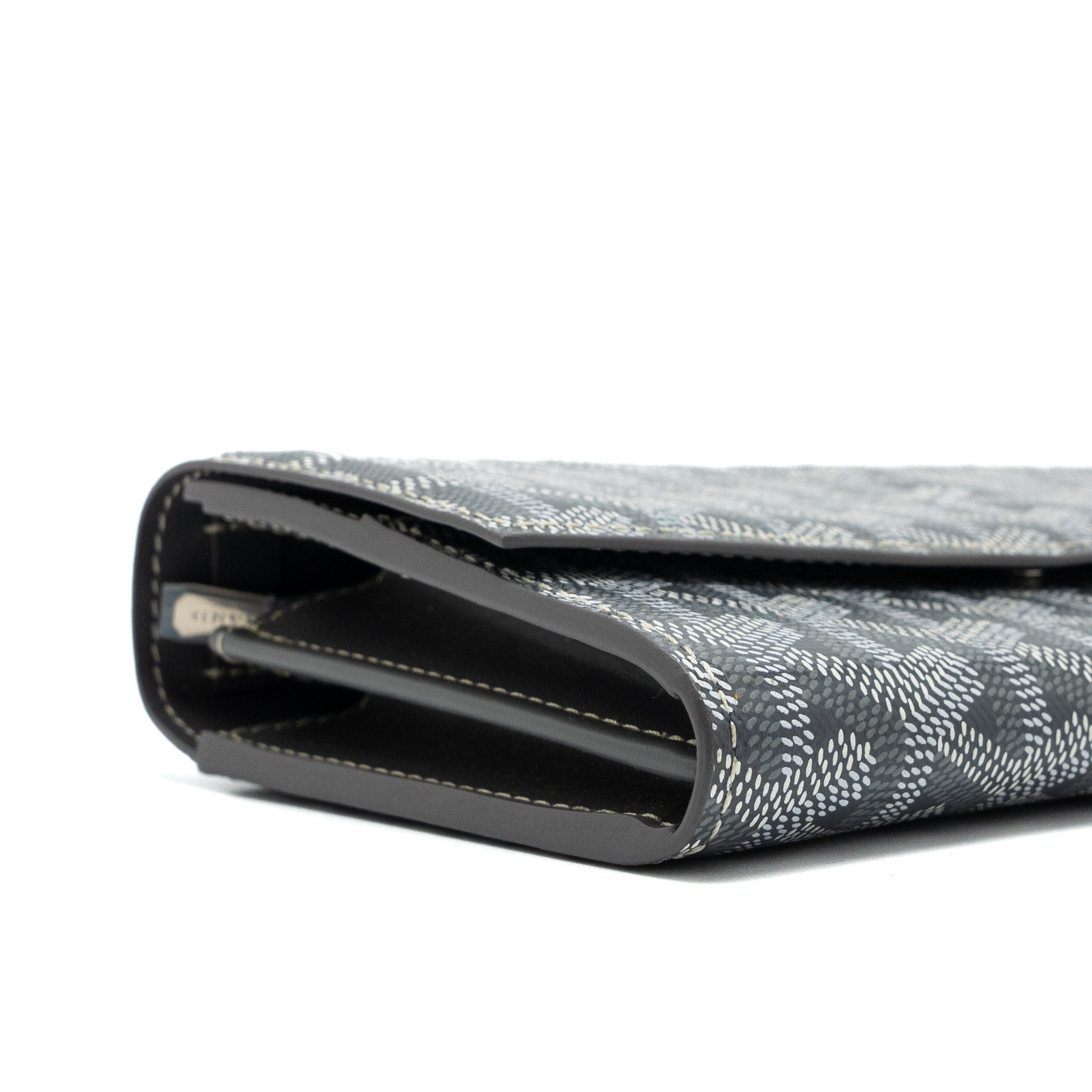 GOYARD VARENNE CONTINENTAL WALLET GOYARDINE CANVAS/CALFSKIN GREY SHW