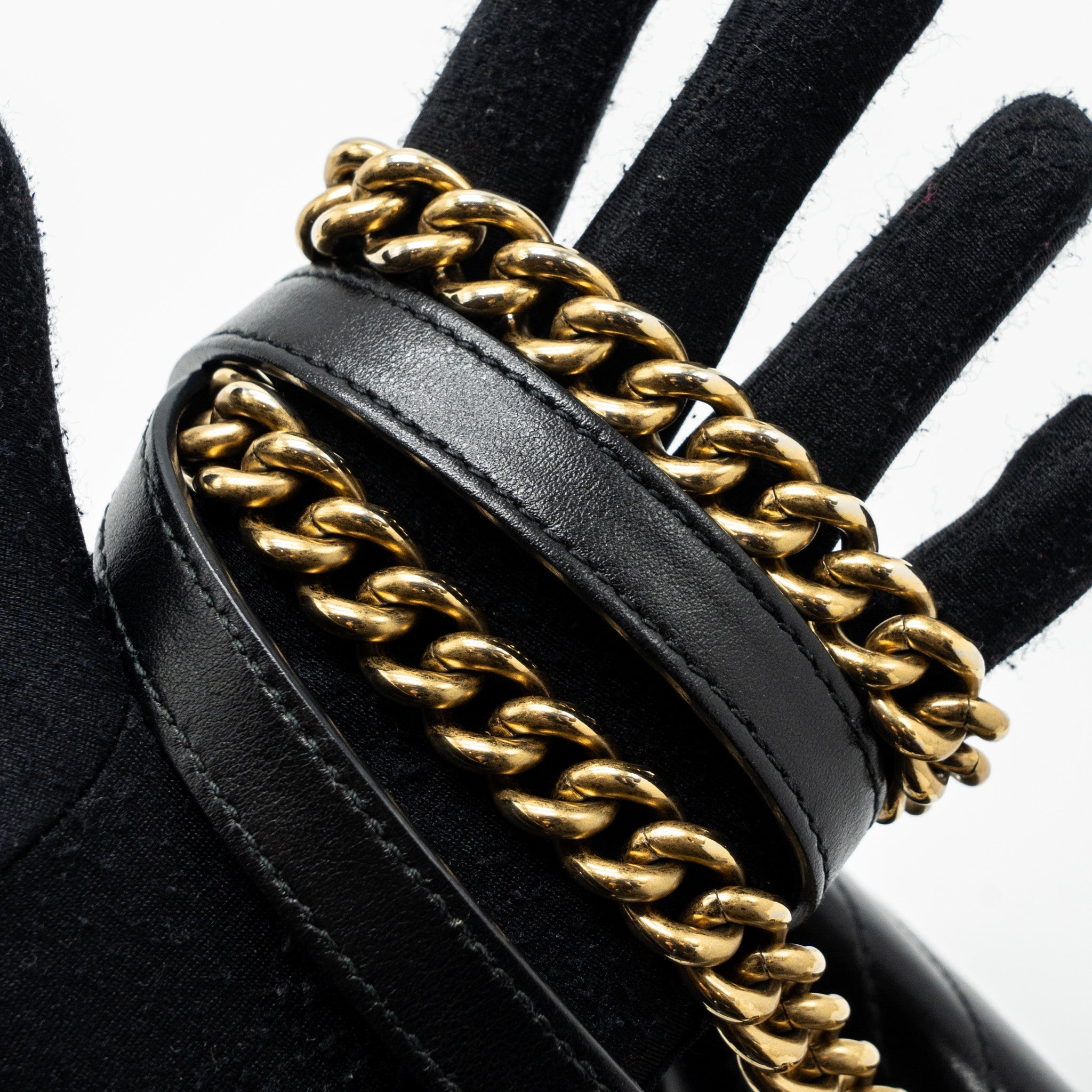 GUCCI MINI GG MARMONT BAG CALFSKIN BLACK BRUSHED GHW