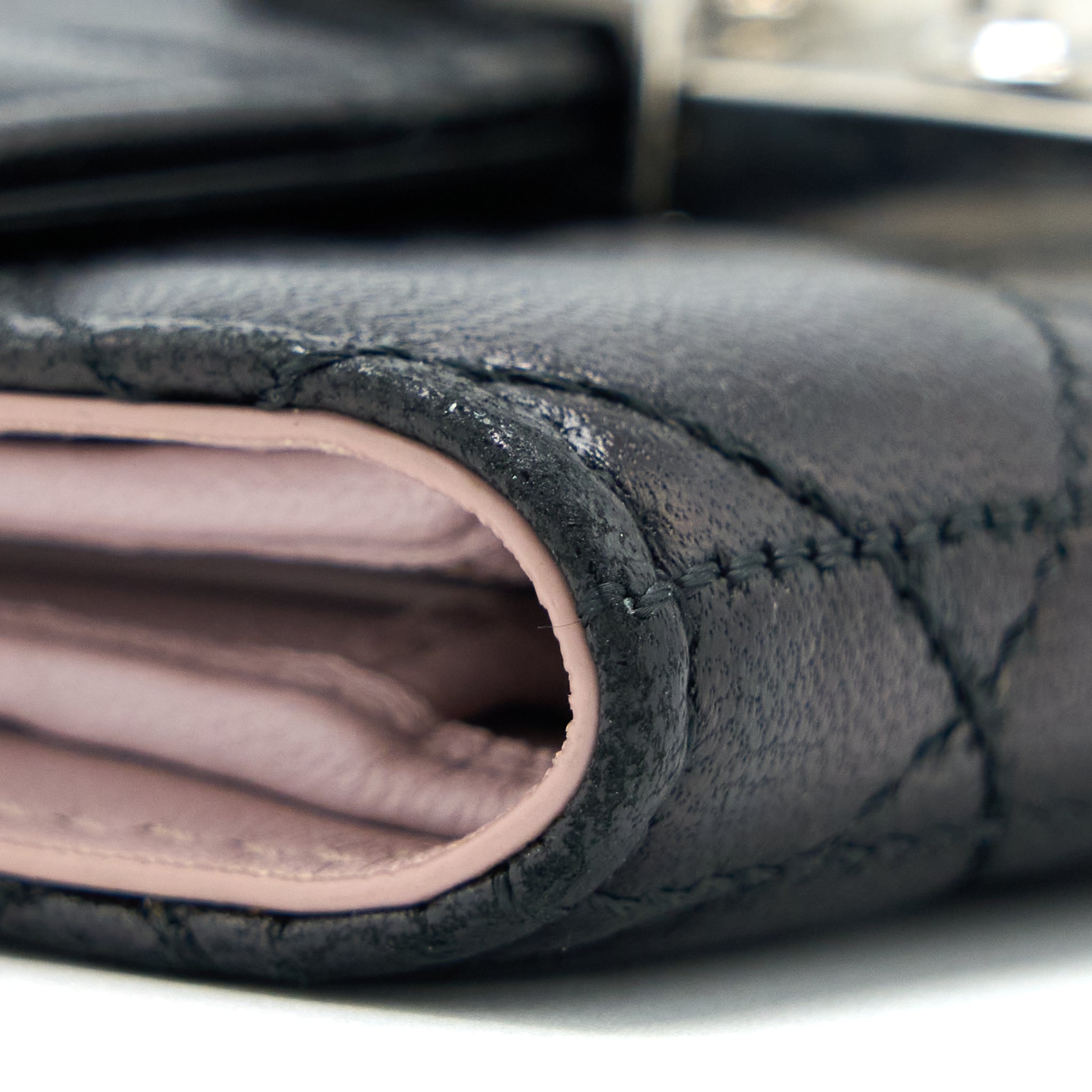 DIOR COMPACT WALLET LAMBSKIN BLACK/PINK SHW