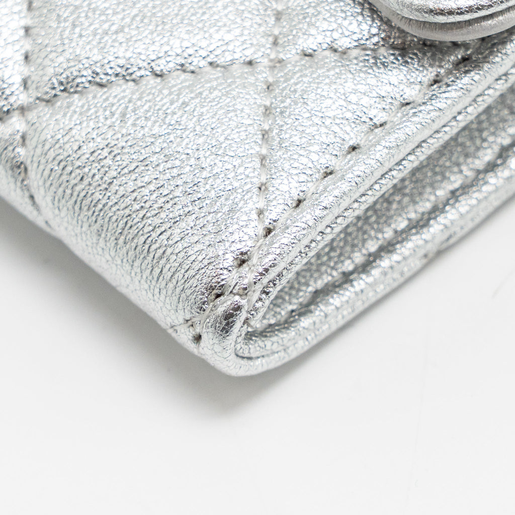 CHANEL MINI FLAP BELT BAG LAMBSKIN SILVER SHW