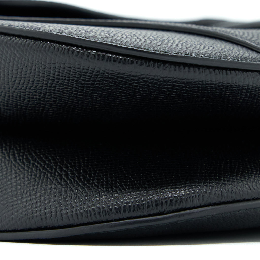 DIOR MEDIUM SADDLE BAG WITH STRAP GRAINED CALFSKIN BLACK GHW