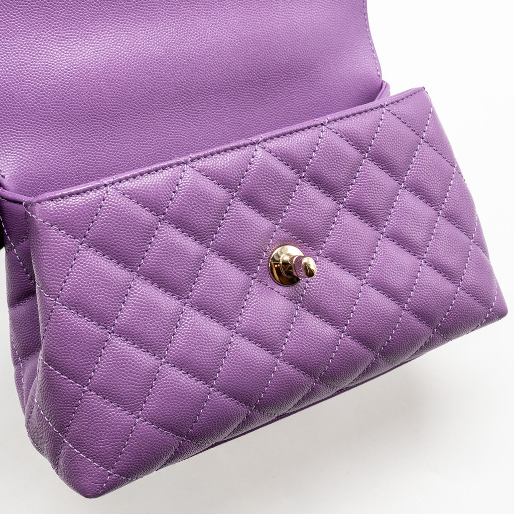 CHANEL SMALL COCO HANDLE CAVIAR PURPLE LGHW (MICROCHIP)
