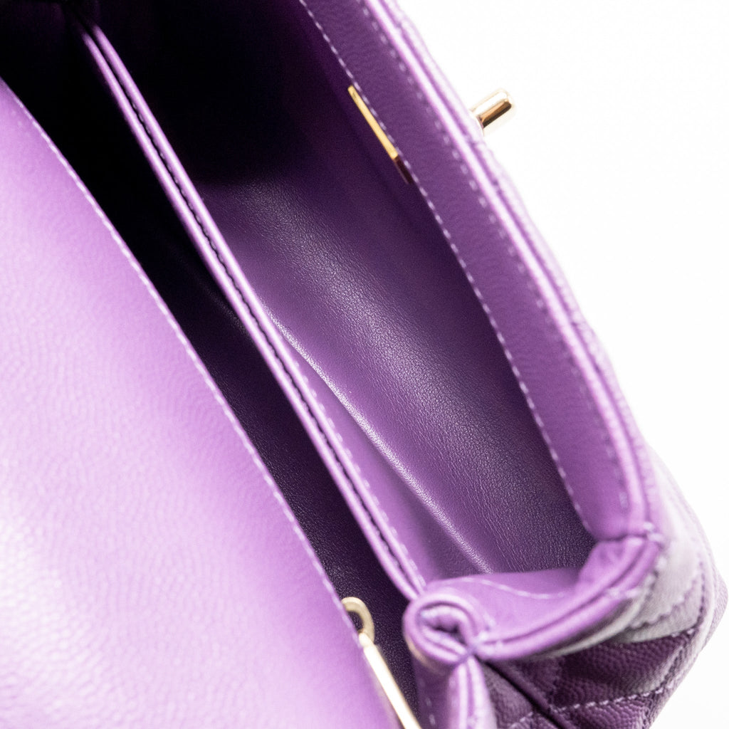 CHANEL SMALL COCO HANDLE CAVIAR PURPLE LGHW (MICROCHIP)