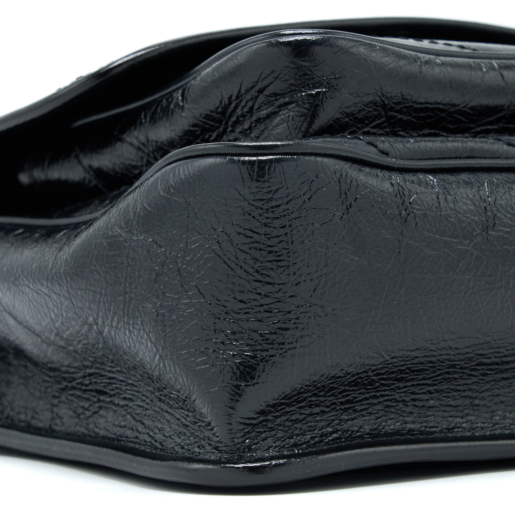 SAINT LAURENT MEDIUM NIKI CHAIN BAG AGED CALFSKIN BLACK RUTHENIUM HARDWARE