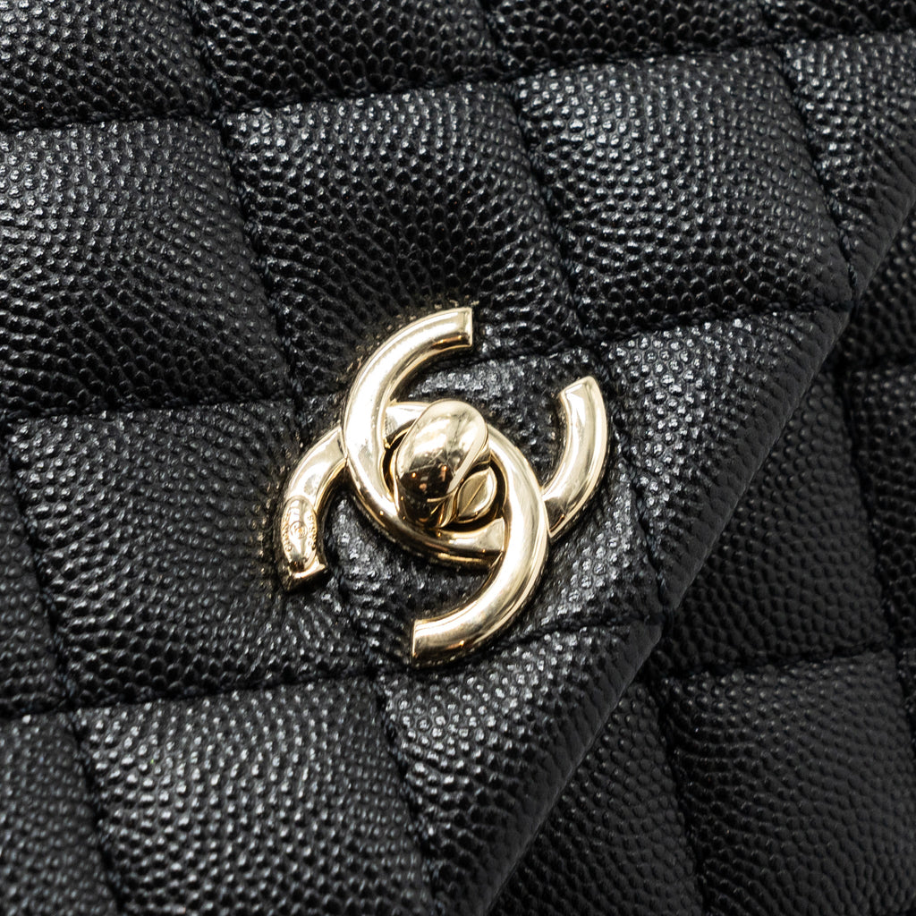 CHANEL SMALL COCO HANDLE CAVIAR BLACK LGHW