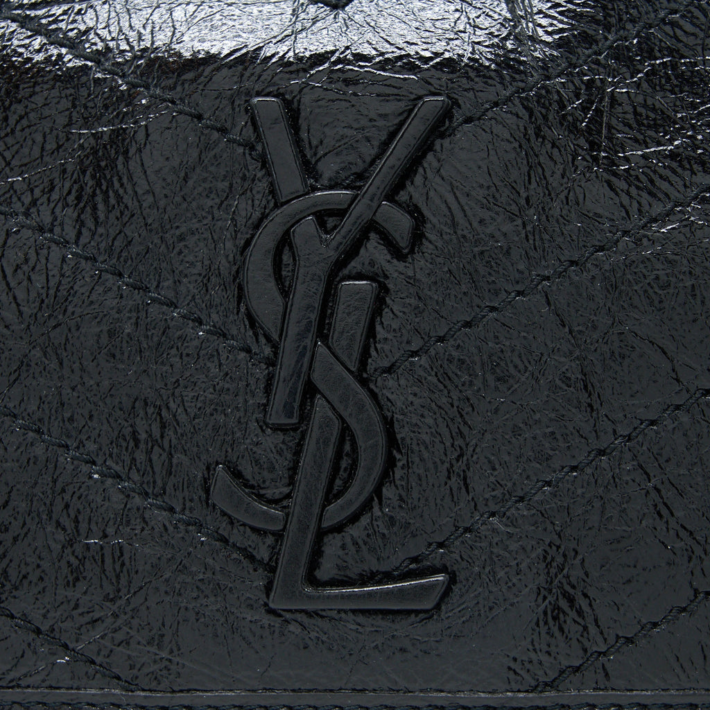 SAINT LAURENT MEDIUM NIKI CHAIN BAG AGED CALFSKIN BLACK RUTHENIUM HARDWARE