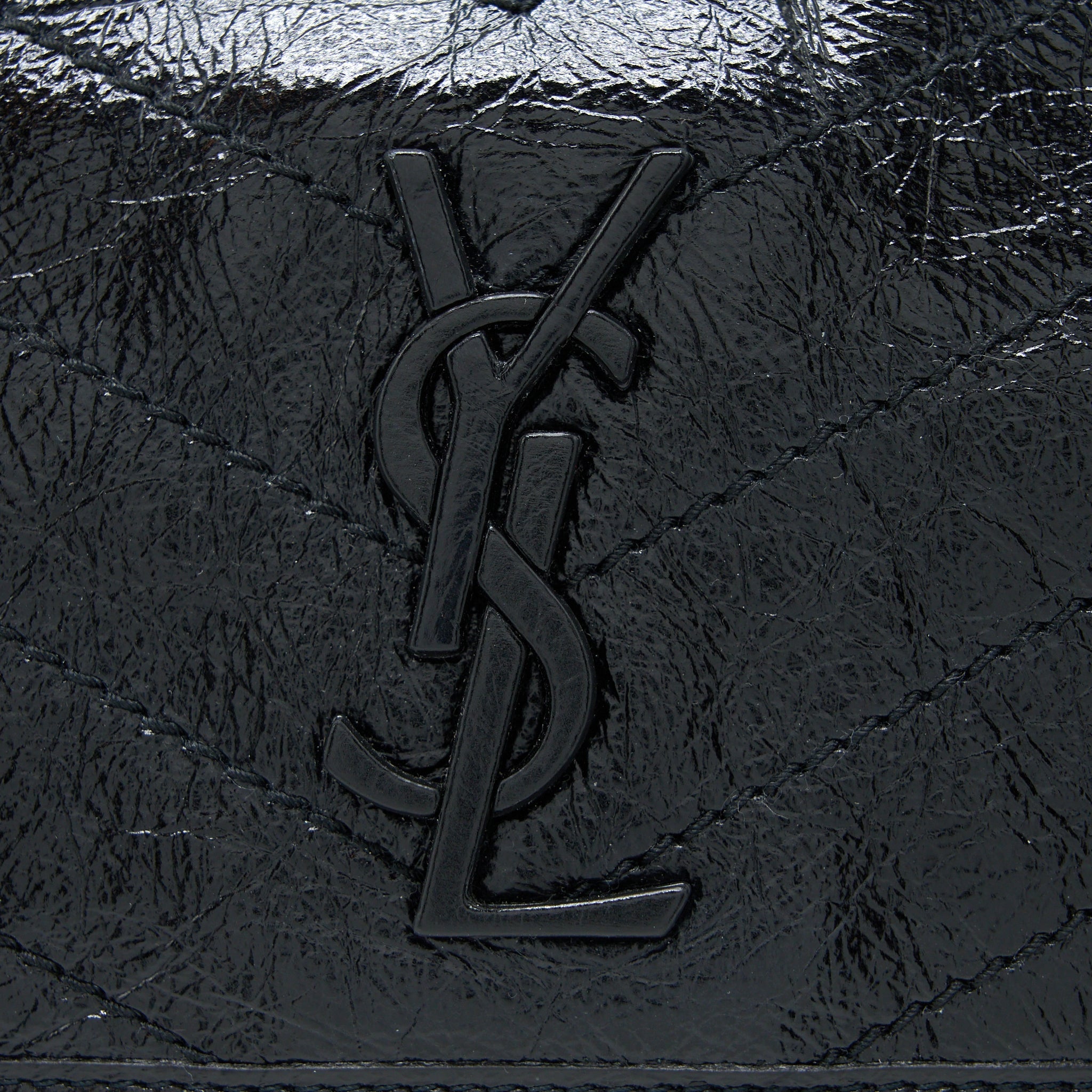 SAINT LAURENT MEDIUM NIKI CHAIN BAG AGED CALFSKIN BLACK RUTHENIUM HARDWARE