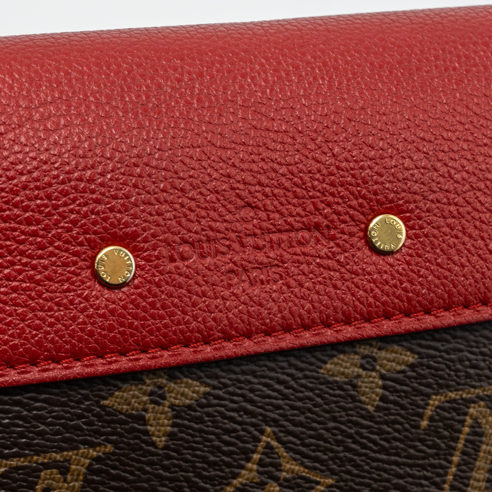 LOUIS VUITTON PALLAS CHAIN BAG MONOGRAM CANVAS / CALFSKIN RED GHW