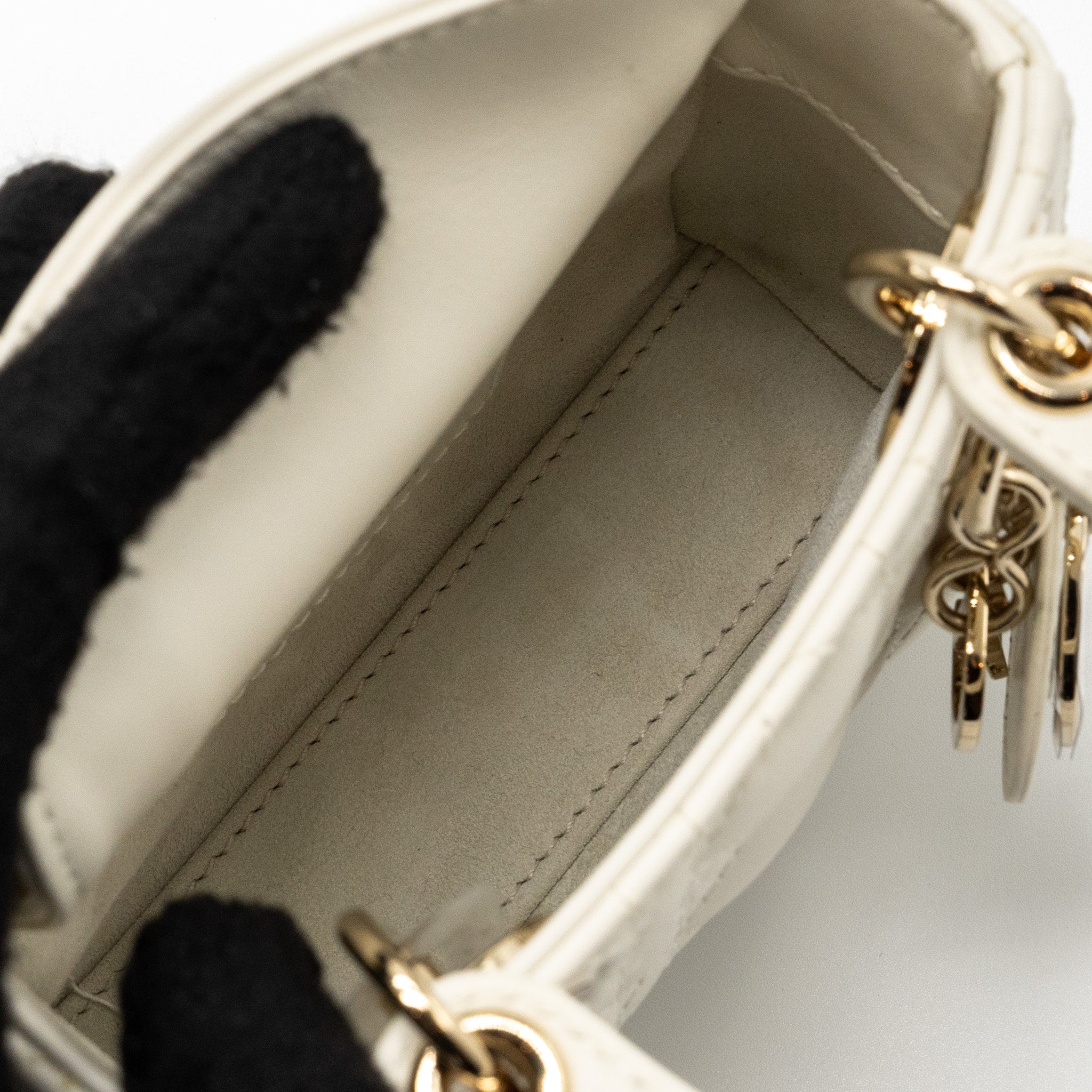 DIOR MICRO LADY DIOR BAG LAMBSKIN WHITE LGHW