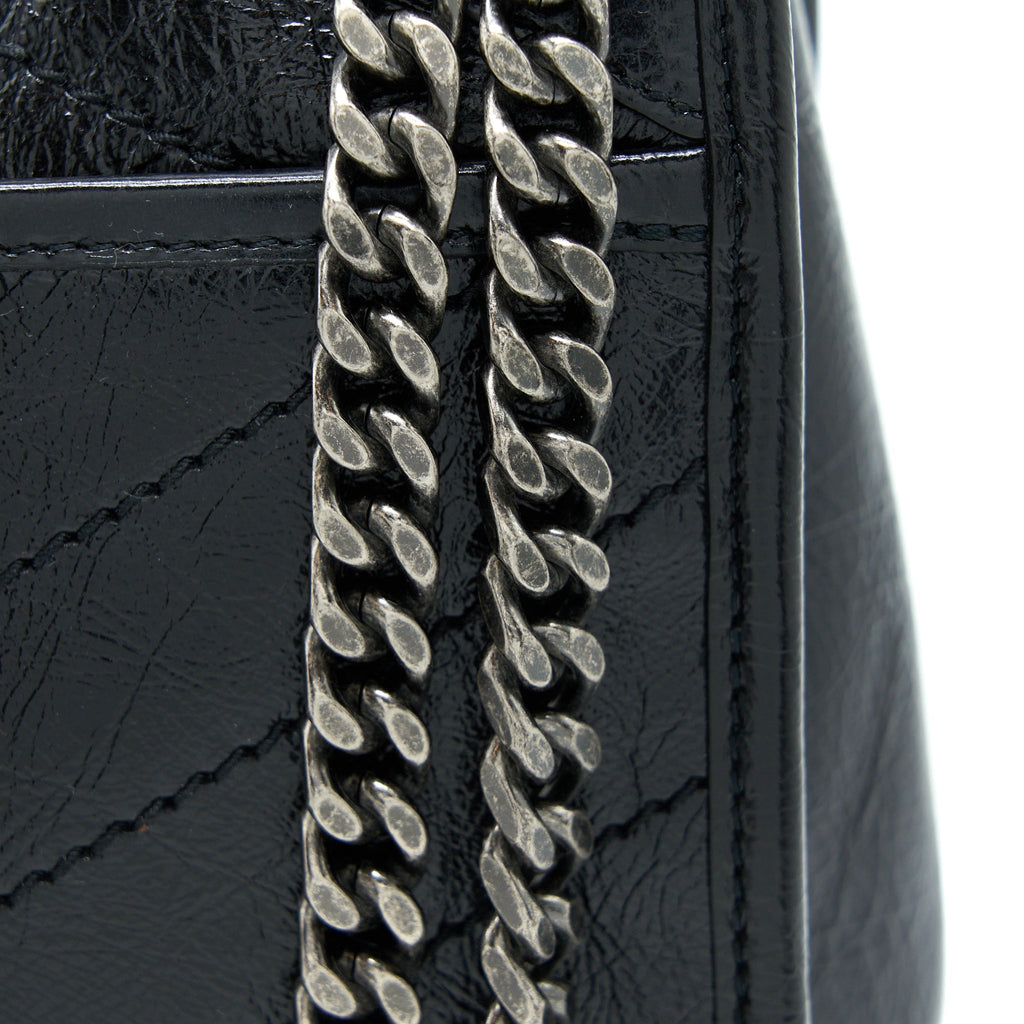 SAINT LAURENT MEDIUM NIKI CHAIN BAG AGED CALFSKIN BLACK RUTHENIUM HARDWARE