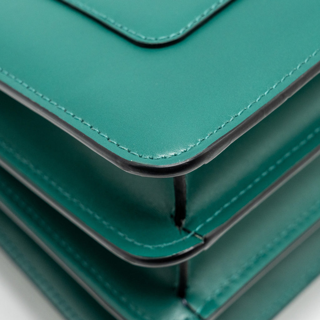 BVLGARI SERPENTI FOREVER TOP HANDLE CALFSKIN GREEN GHW