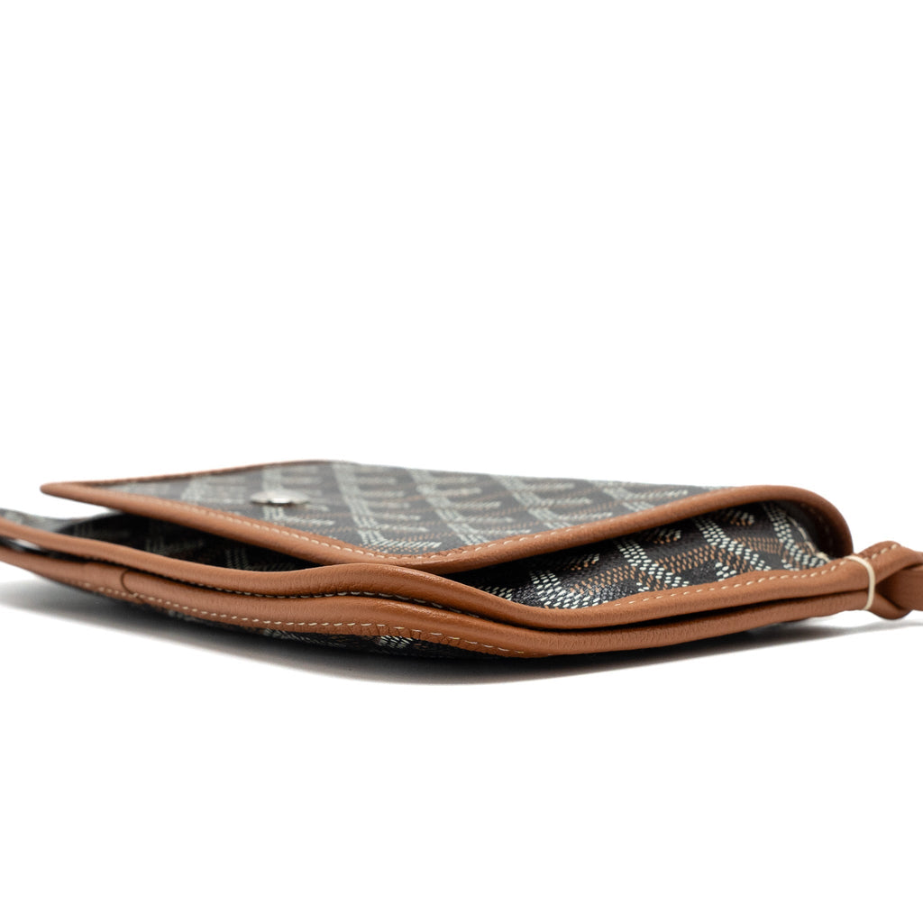 GOYARD PLUMET POCKET WALLET GOYARDINE CANVAS/CALFSKIN BLACK/BROWN SHW