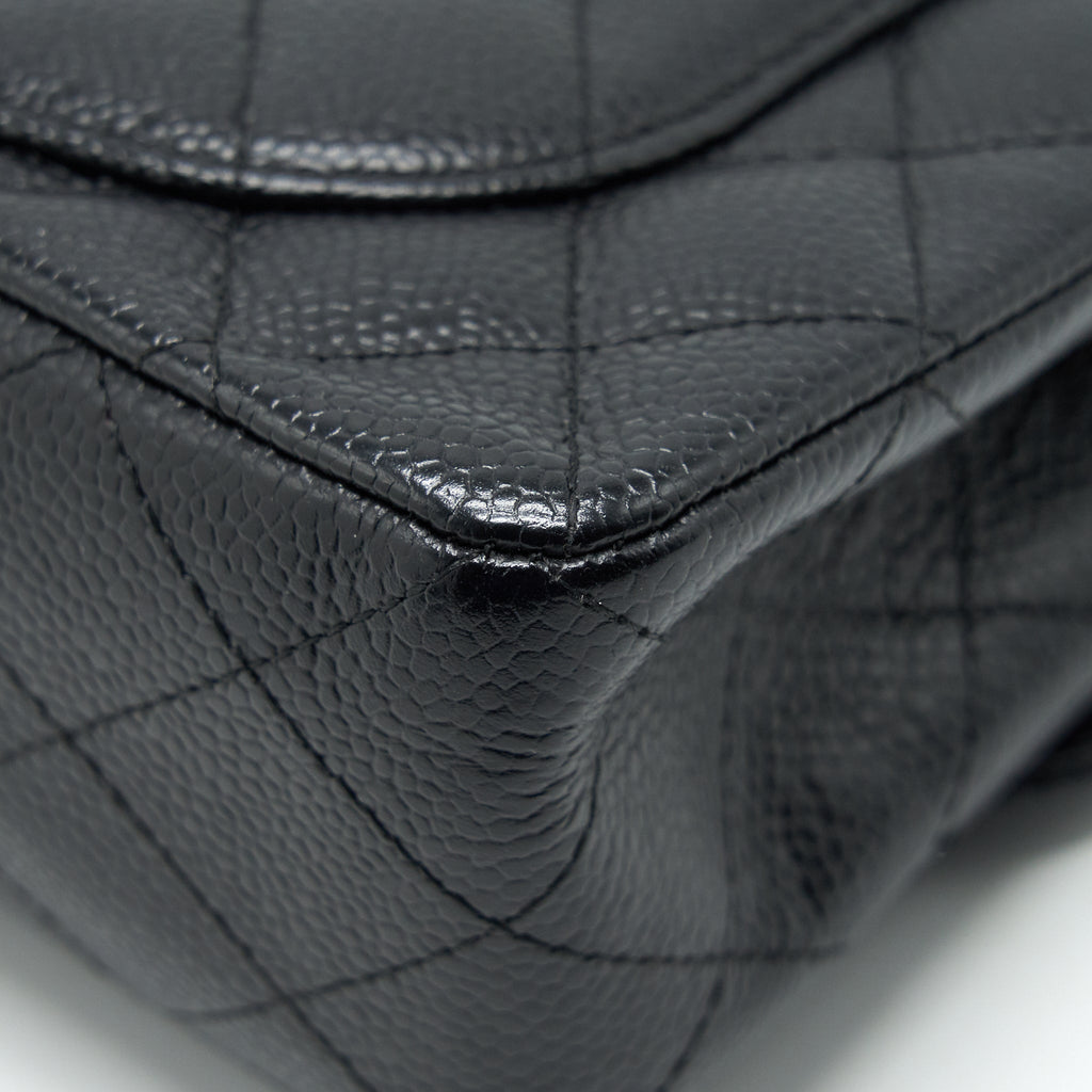 CHANEL SMALL CLASSIC DOUBLE FLAP BAG BLACK CAVIAR SHW