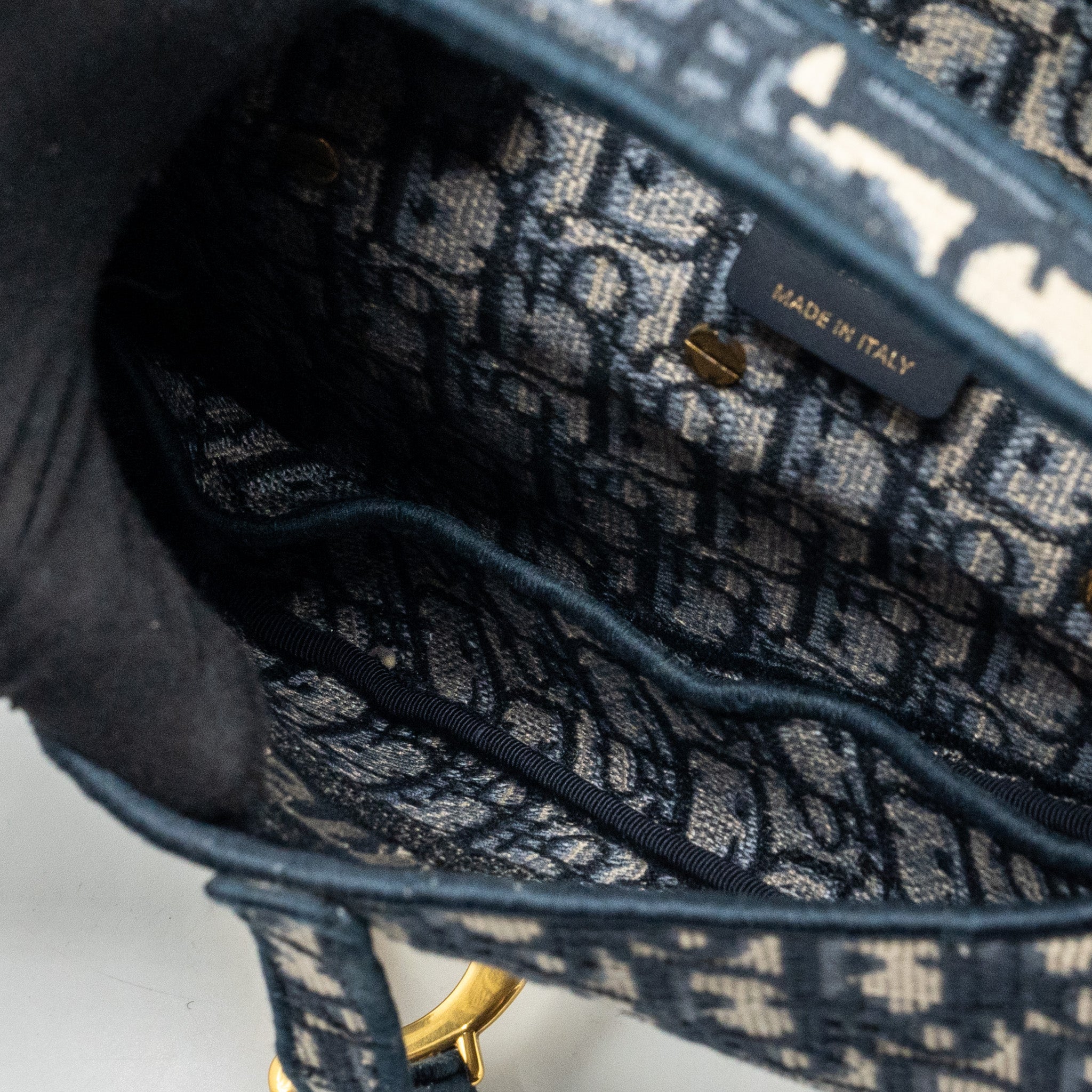 DIOR MEDIUM SADDLE BLUE OBLIQUE EMBROIDERY GHW