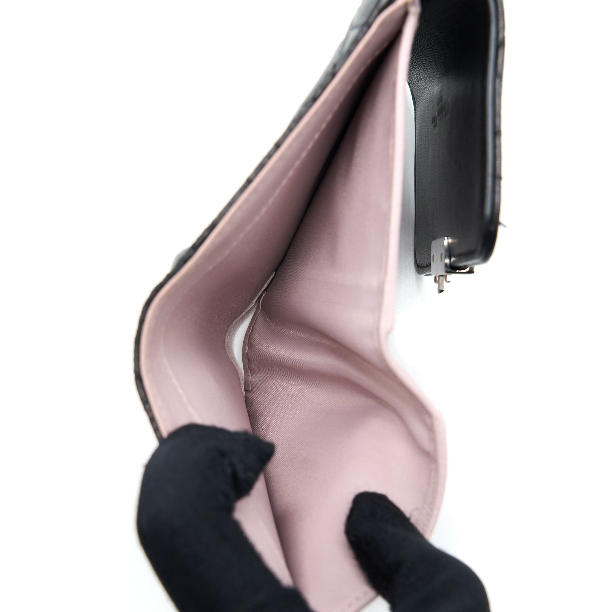 DIOR COMPACT WALLET LAMBSKIN BLACK/PINK SHW
