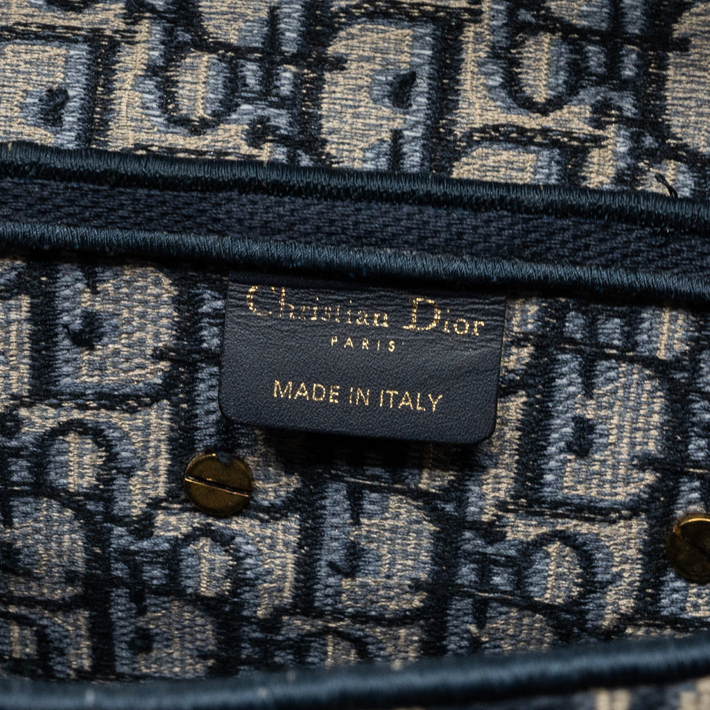 DIOR MEDIUM SADDLE BLUE OBLIQUE EMBROIDERY GHW