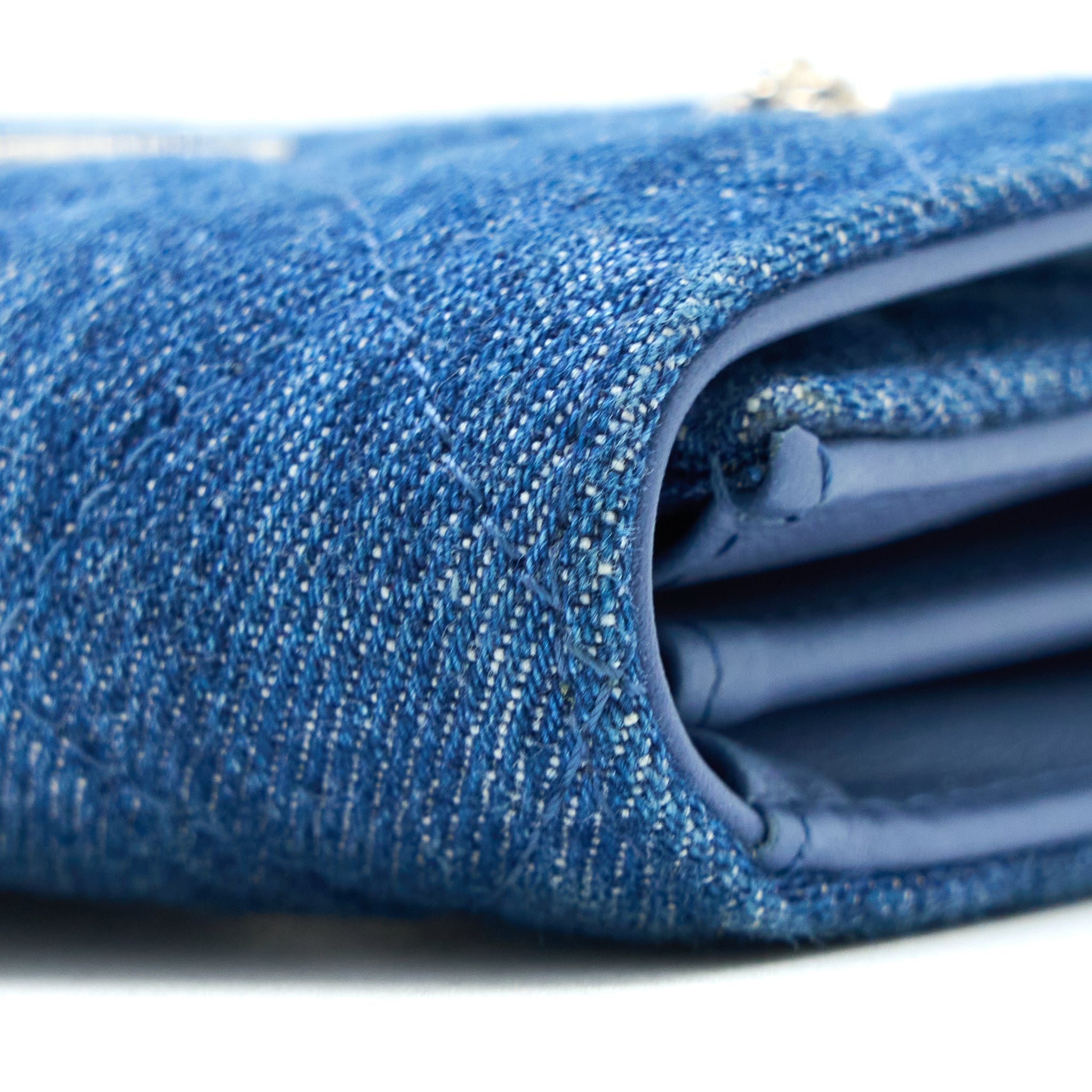 CHANEL FLAP CARD HOLDER CAMELLIA DENIM BLUE SHW