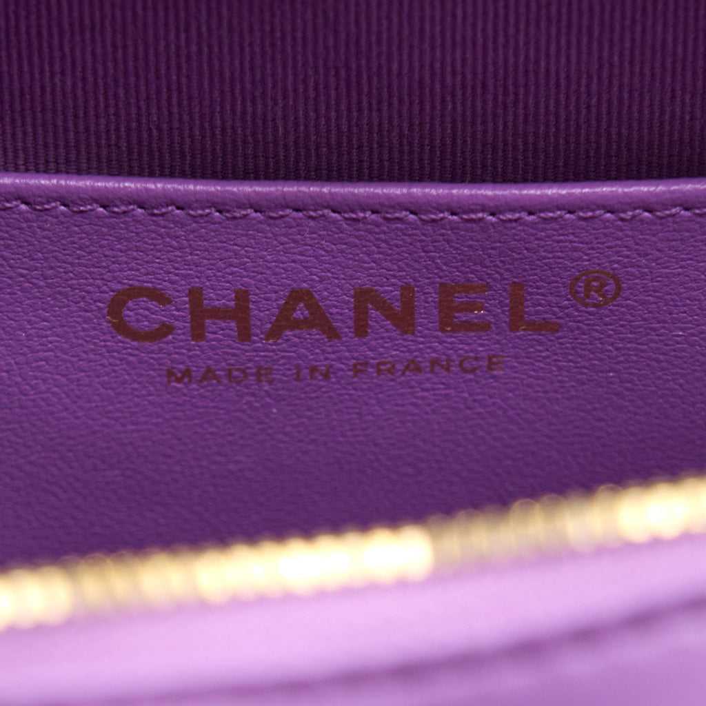 CHANEL 22S HEART BAG LAMBSKIN PURPLE LGHW (MICROCHIP)