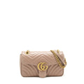GUCCI MARMONT SMALL DUSTY PINK MATELASSÉ SHOULDER BAG GHW