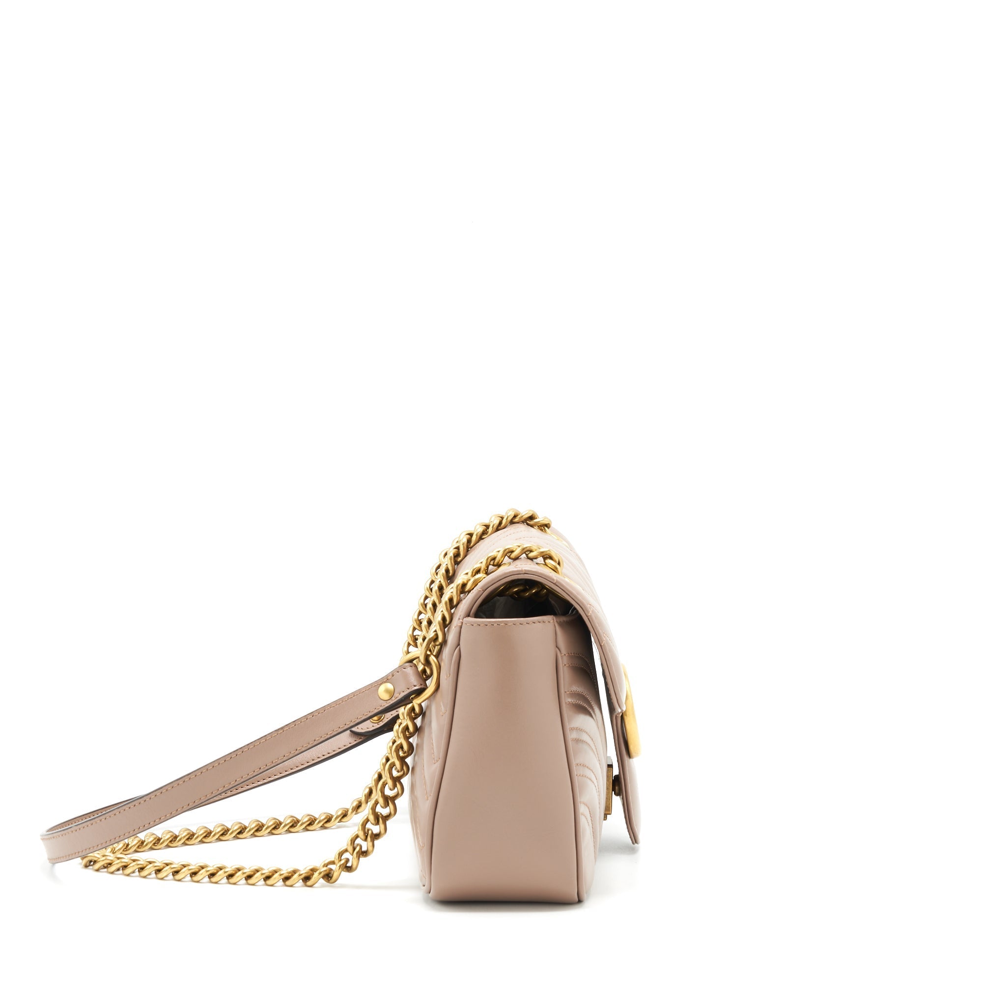 GUCCI MARMONT SMALL DUSTY PINK MATELASSÉ SHOULDER BAG GHW