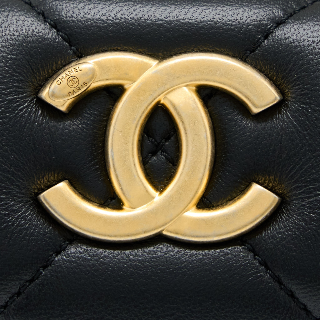 CHANEL 22S DETAIL HANDLE HOBO CROSSBODY BAG LAMBSKIN BLACK GHW(MICROCHIP)