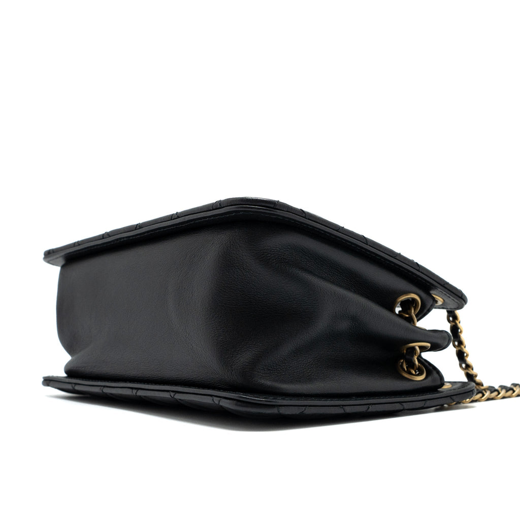 CHANEL GIANT CC LOGO MINI TOTE BAG LAMBSKIN BLACK GHW