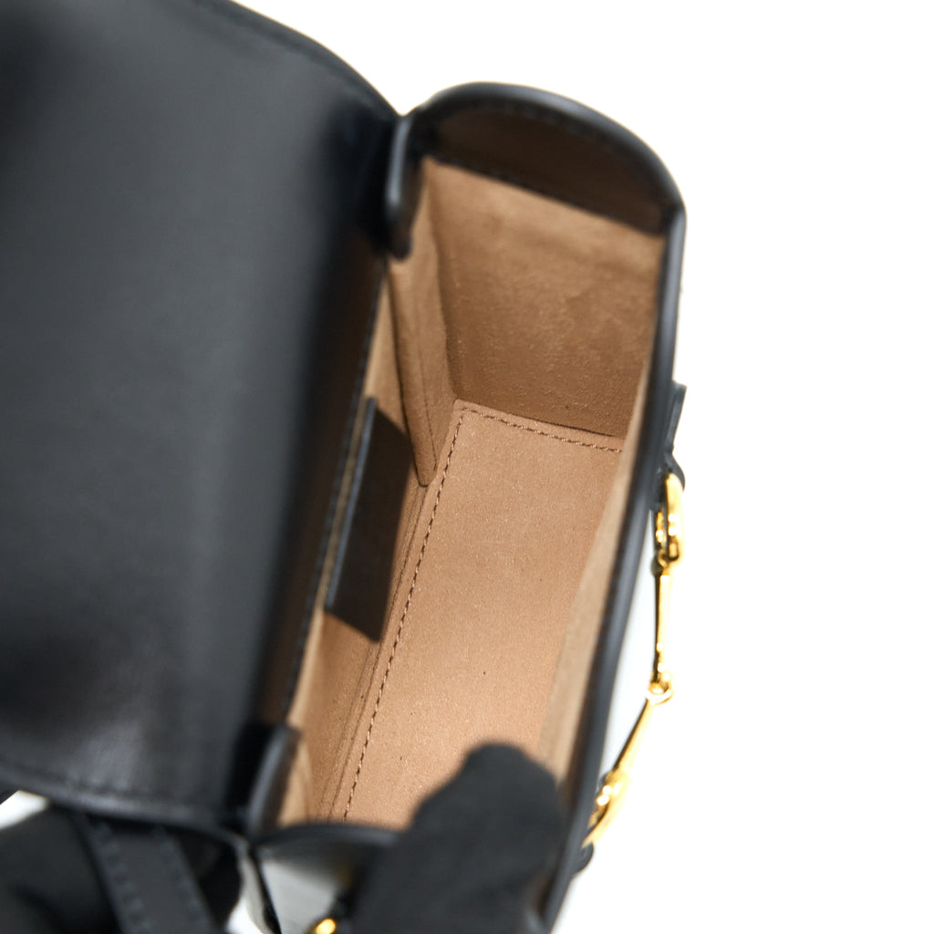 GUCCI HORSEBIT 1955 MINI BAG CALFSKIN BLACK LGHW