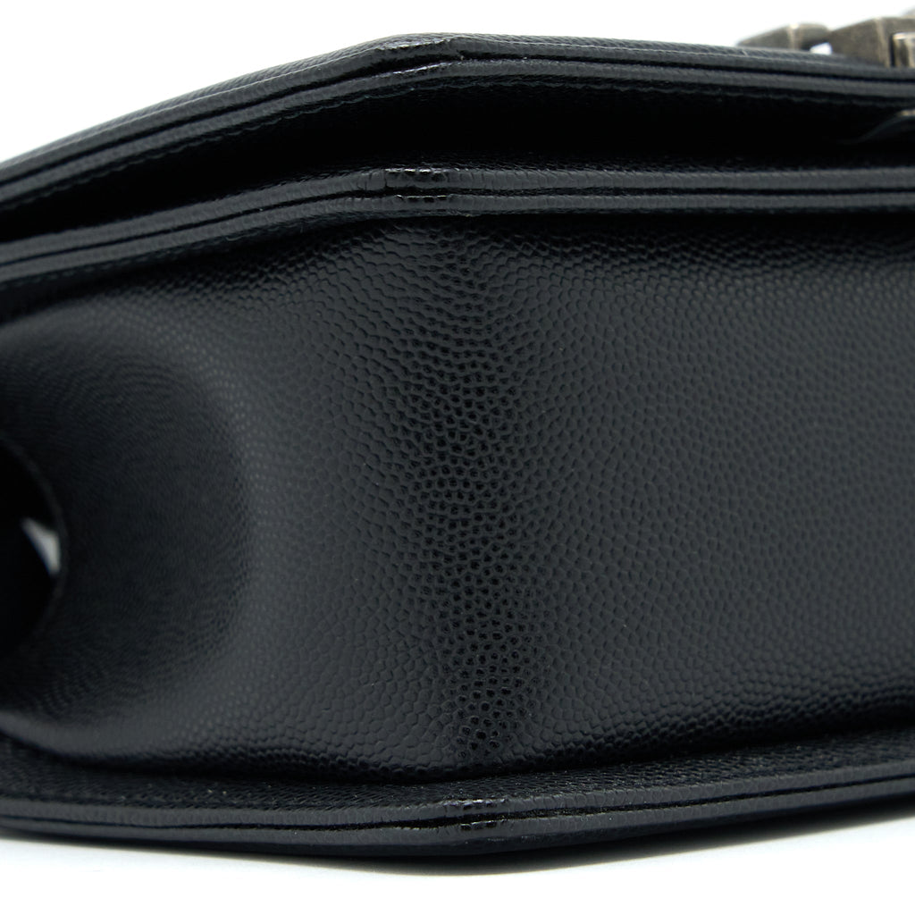 CHANEL SMALL BOY BAG CAVIAR BLACK RUTHENIUM HARDWARE (MICROCHIP)