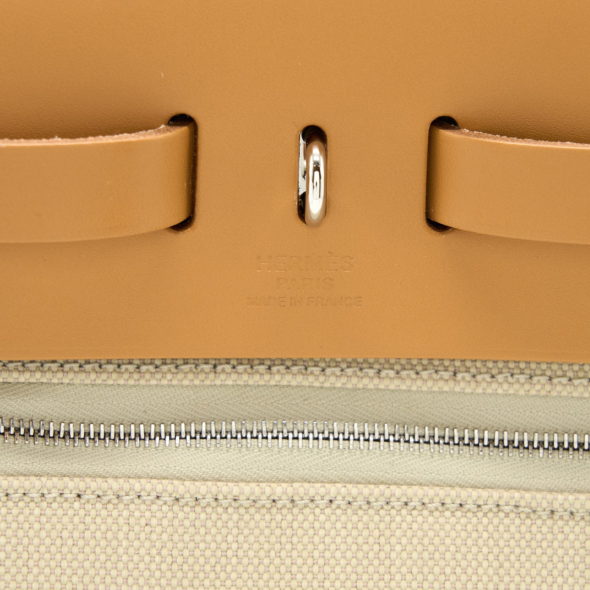 HERMES HERBAG ZIP 31 BAG CANVAS BRETON/NATURAL SABLE/NATA SHW