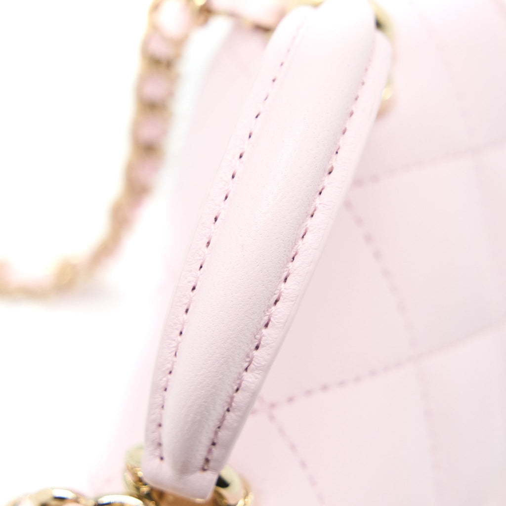 CHANEL TOP HANDLE MINI FLAP BAG WITH CHAIN LAMBSKIN LIGHT PINK LGHW