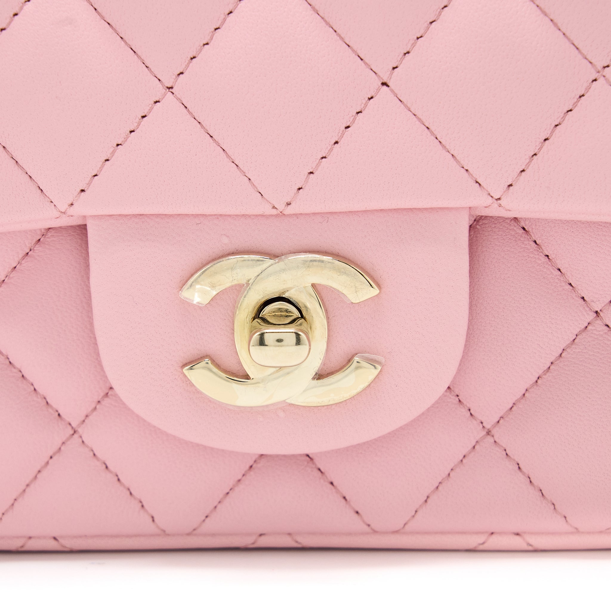 CHANEL 21S MINI RECTANGULAR FLAP BAG LAMBSKIN PINK LGHW