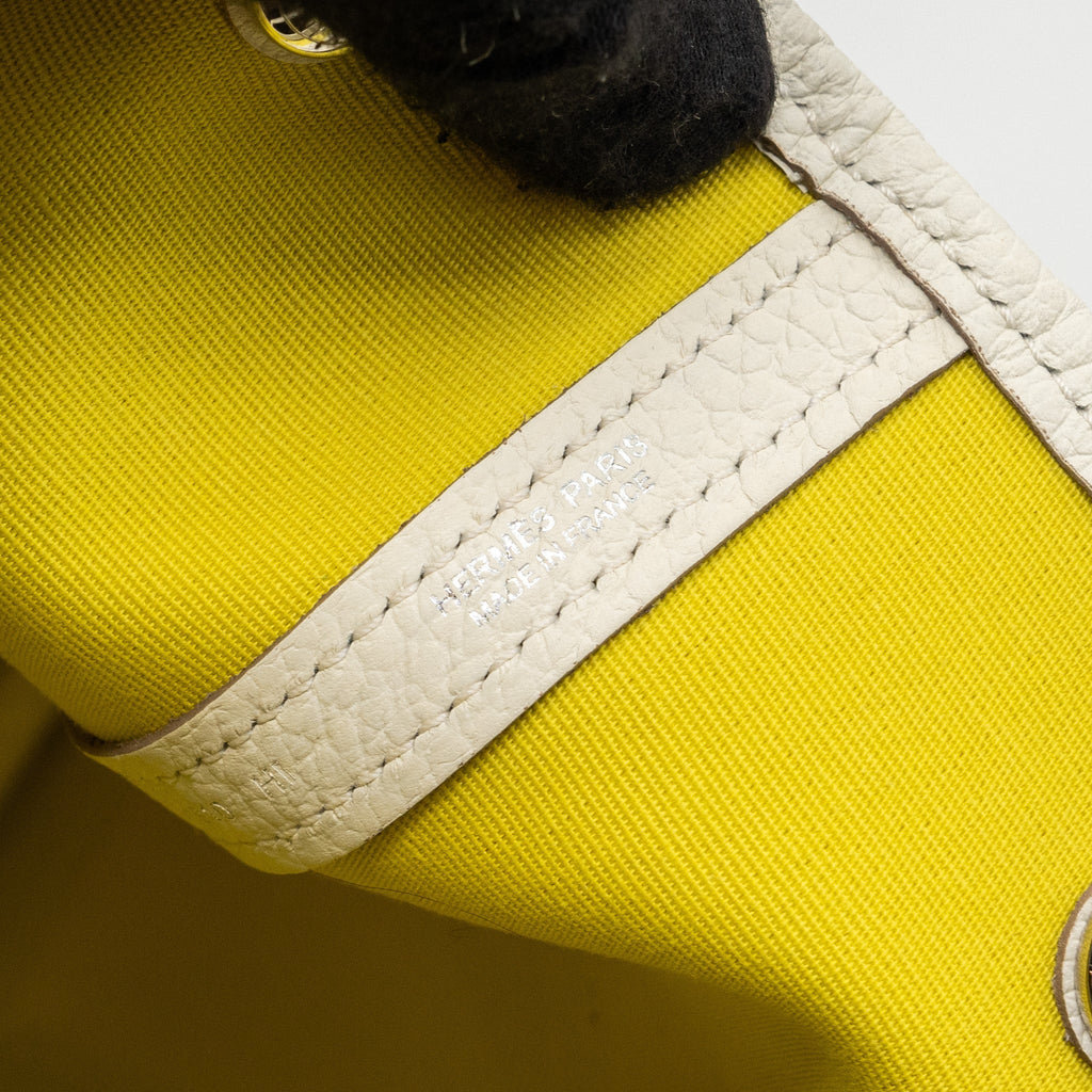 HERMES GARDEN FILE 28 CANVAS / LEATHER LIME/ BLANC SHW