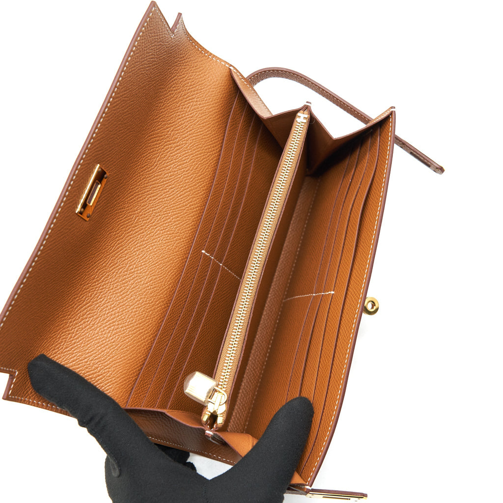 HERMES KELLY LONG WALLET GOLD GHW