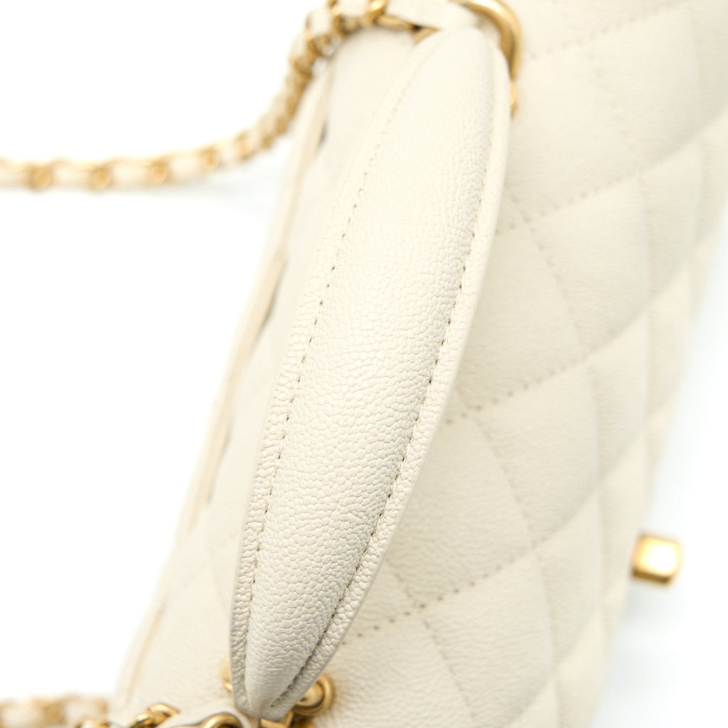 CHANEL TOP HANDLE MINI RECTANGULAR GRAINED CALFSKIN LIGHT BEIGE BRUSHED GHW