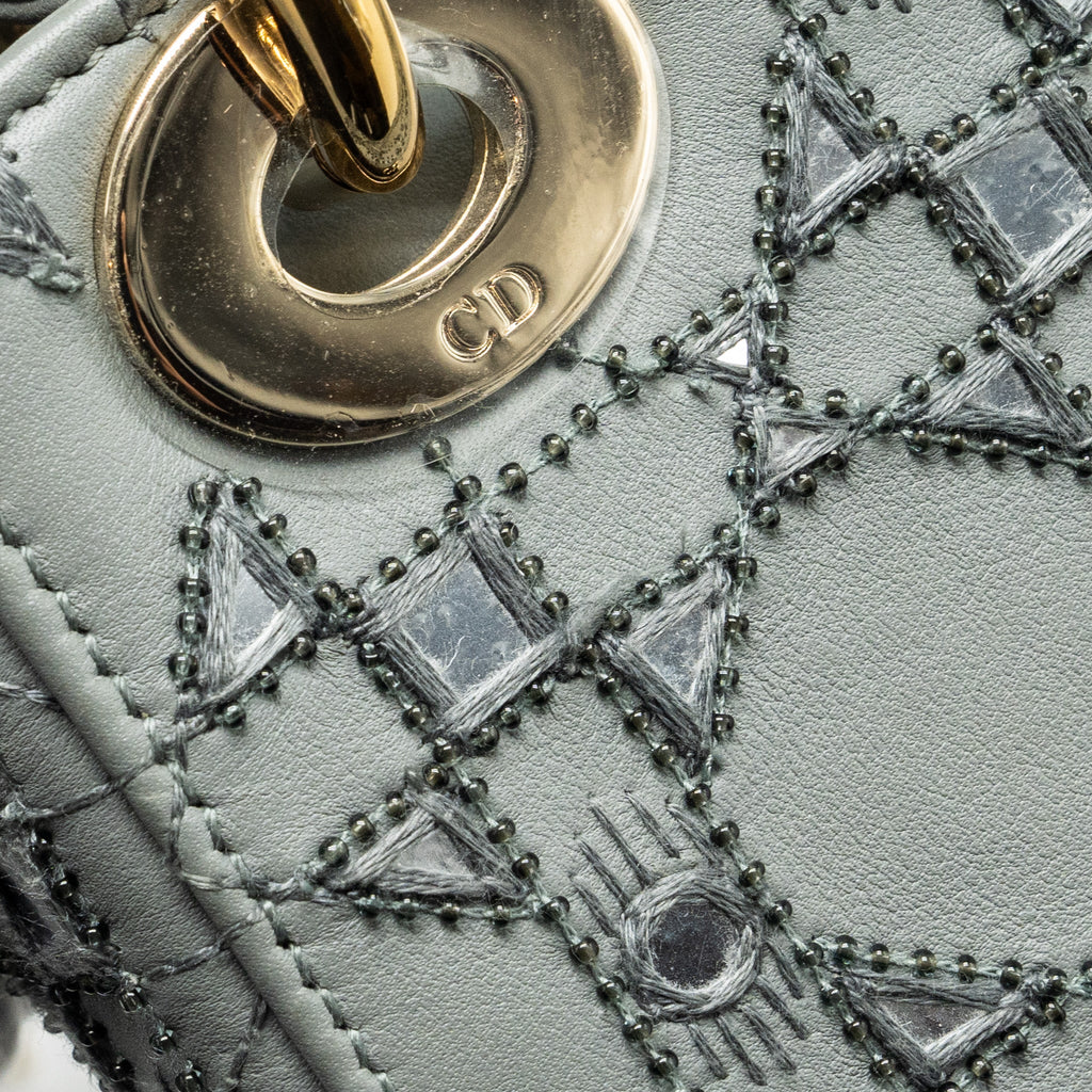 DIOR MINI LADY DIOR LIMITED EDITION LAMBSKIN GREY LGHW