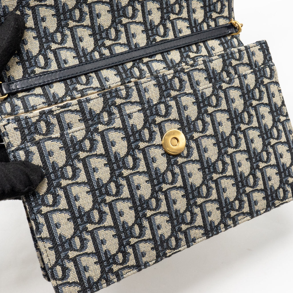 DIOR SADDLE POUCH DIOR OBLIQUE CANVAS BLUE GHW