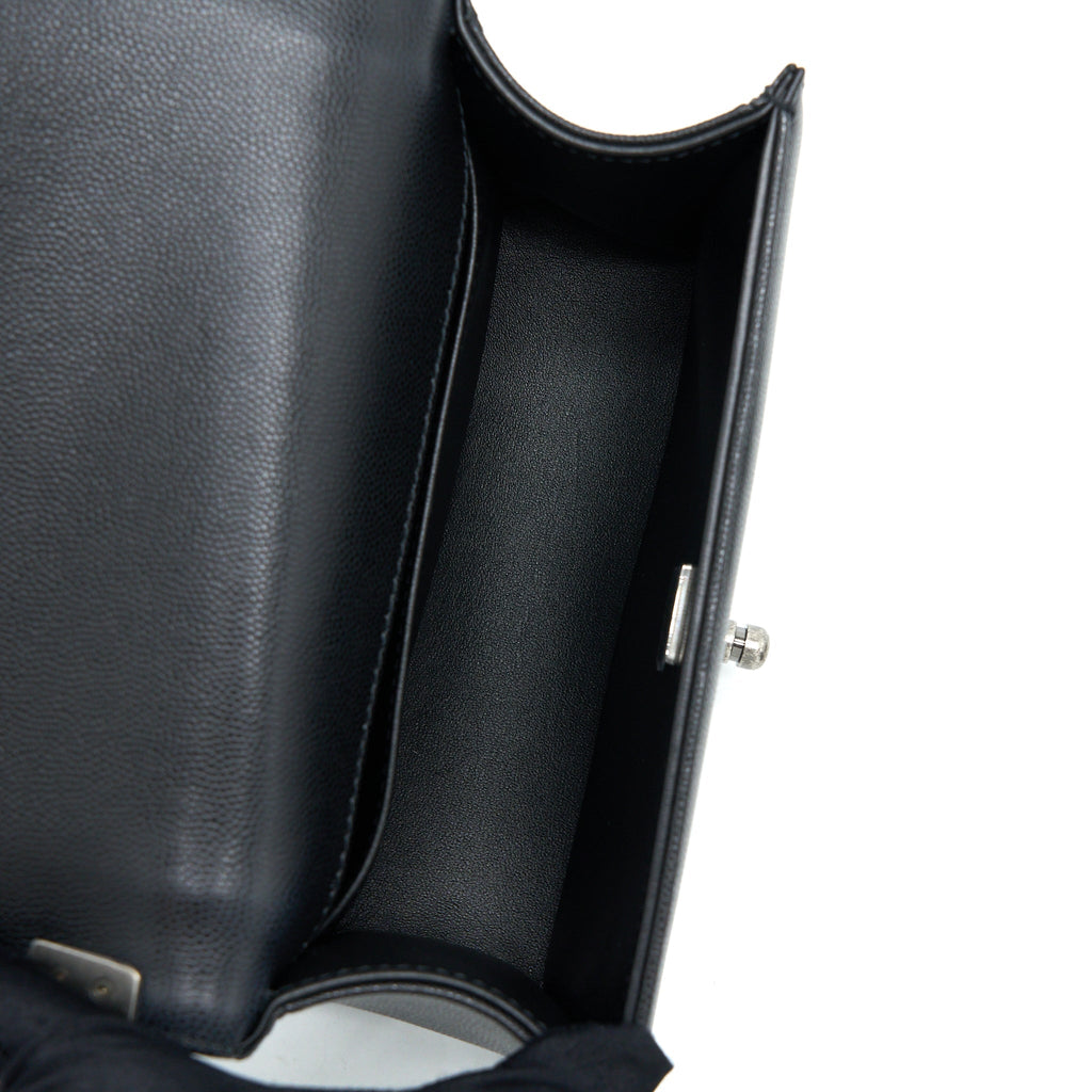CHANEL SMALL BOY BAG CAVIAR BLACK RUTHENIUM HARDWARE (MICROCHIP)