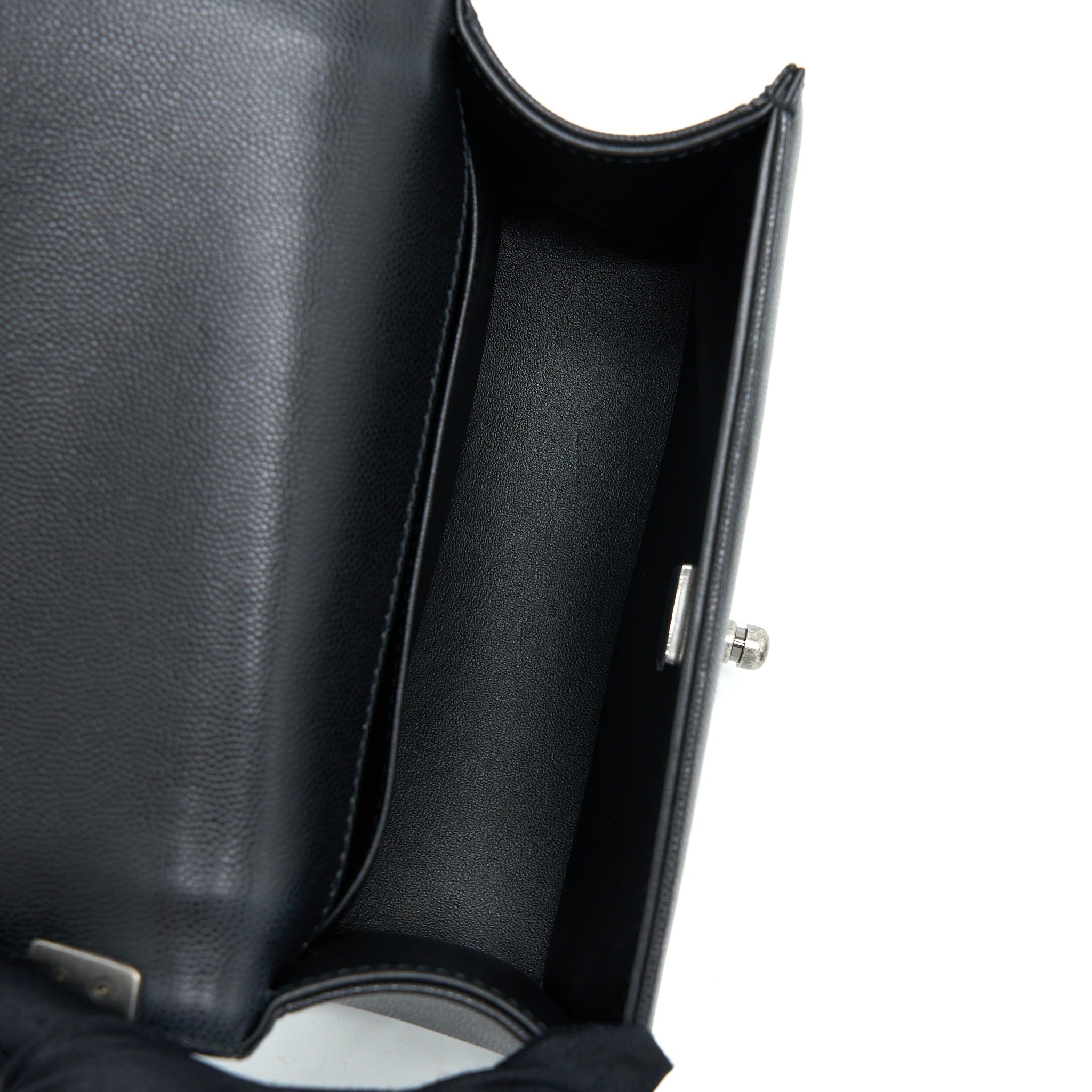 CHANEL SMALL BOY BAG CAVIAR BLACK RUTHENIUM HARDWARE (MICROCHIP)